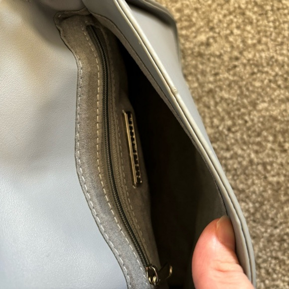 Steve Madden Purse Attachable Shoulder Strap Small Light Gray/Blue Button Chain - Picture 9 of 10